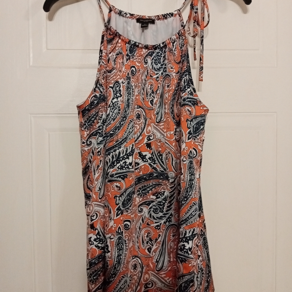 Ann Taylor Orange Paisley Tank Top